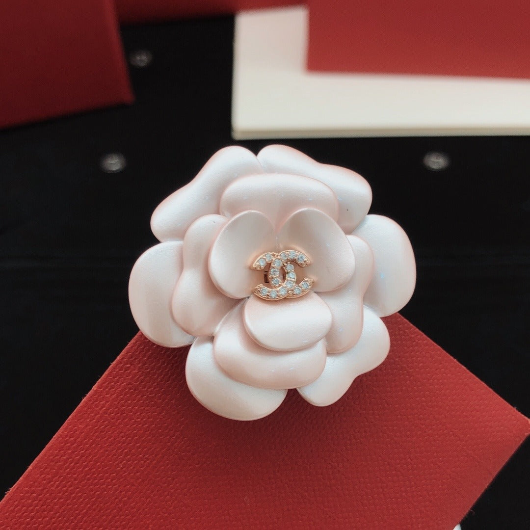 Chanel Pink Brass Floral Brooch