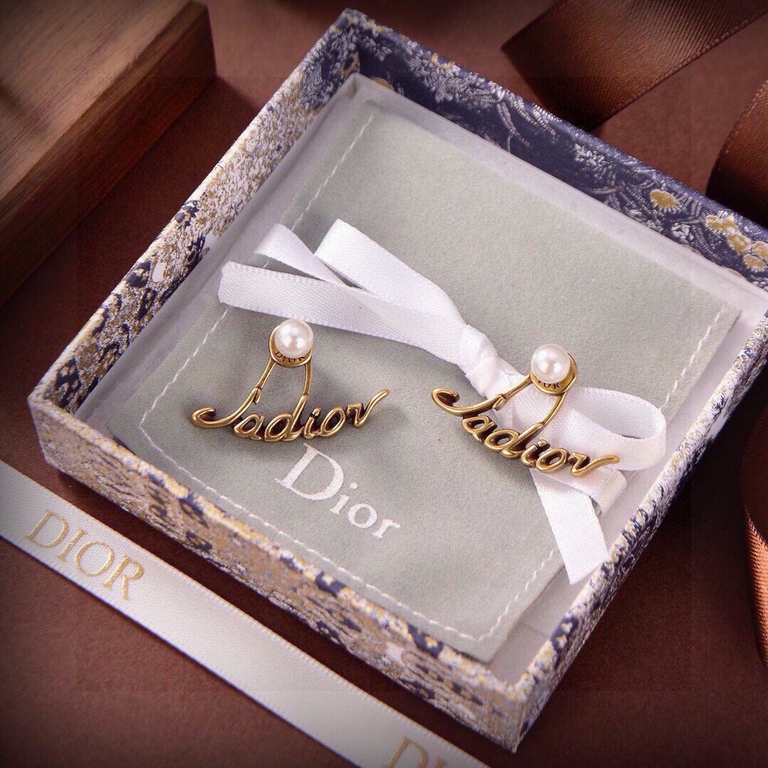 Dior Brass Logo Earrings