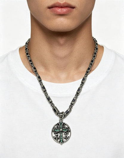 Chrome Hearts Sterling Silver Cross Necklace