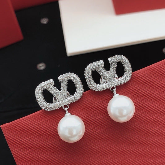 Valentino Silver Pearl Earrings