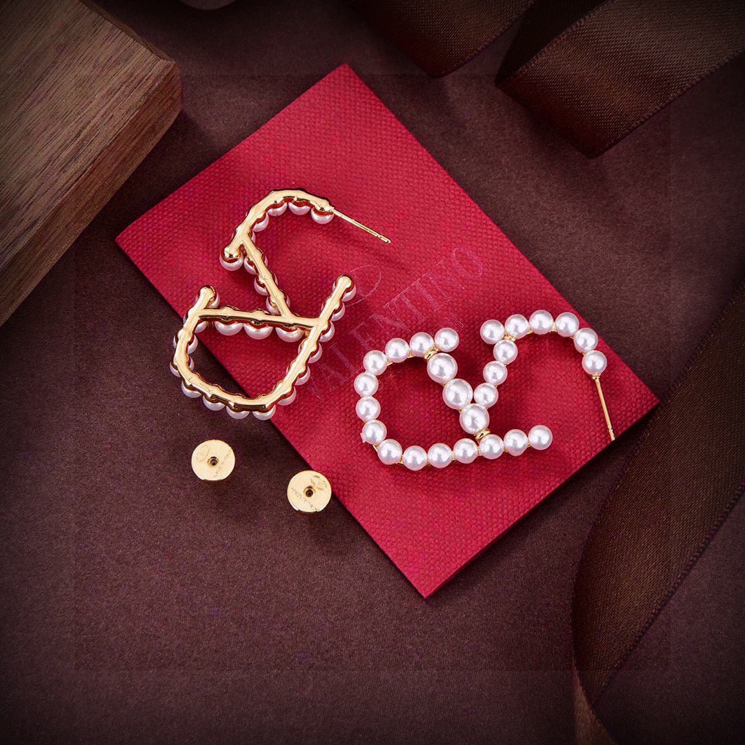 Valentino Gold Pearl Earrings
