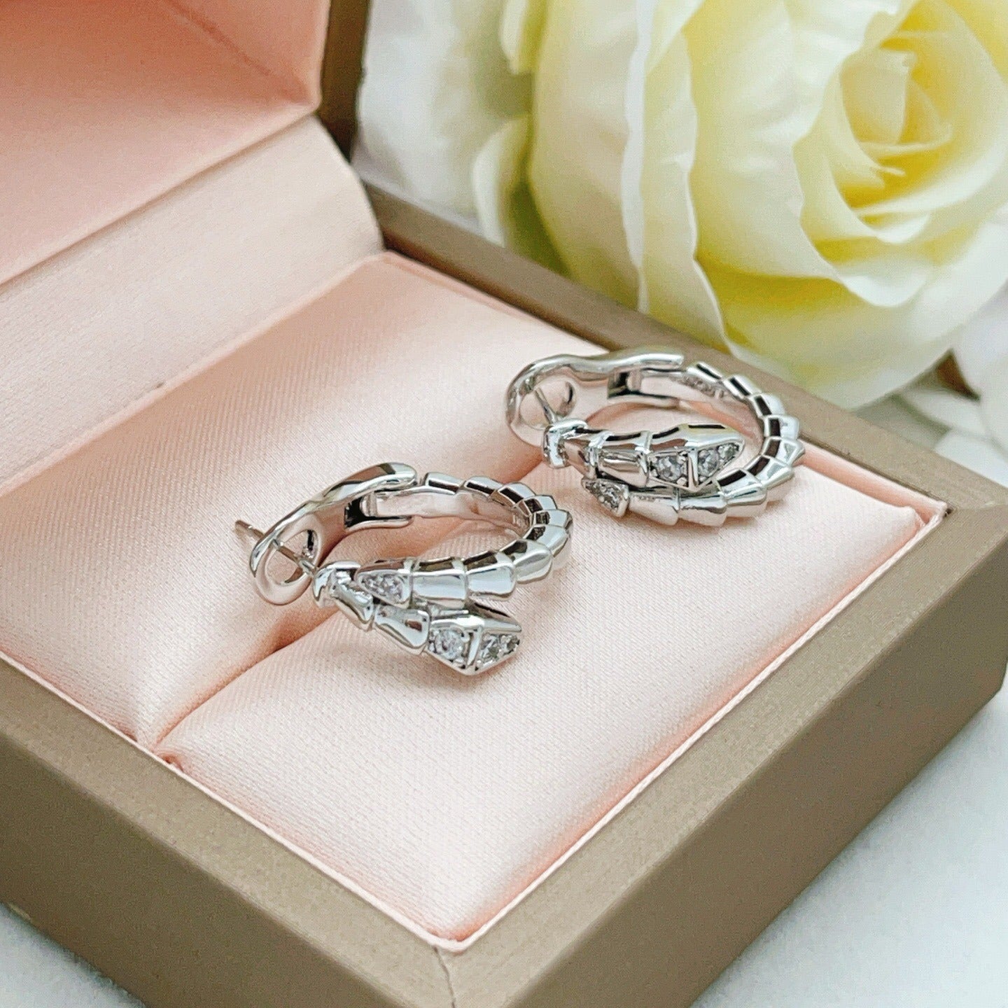 Bvlgari Silver Brass Serpent Earrings