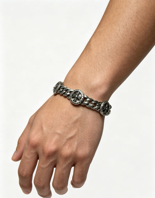 Chrome Hearts Sterling Silver Cross Bracelet
