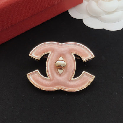 Chanel Pink Brass Brooch