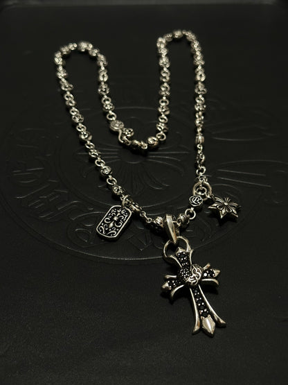 Chrome Hearts Sterling Silver Cross Necklace