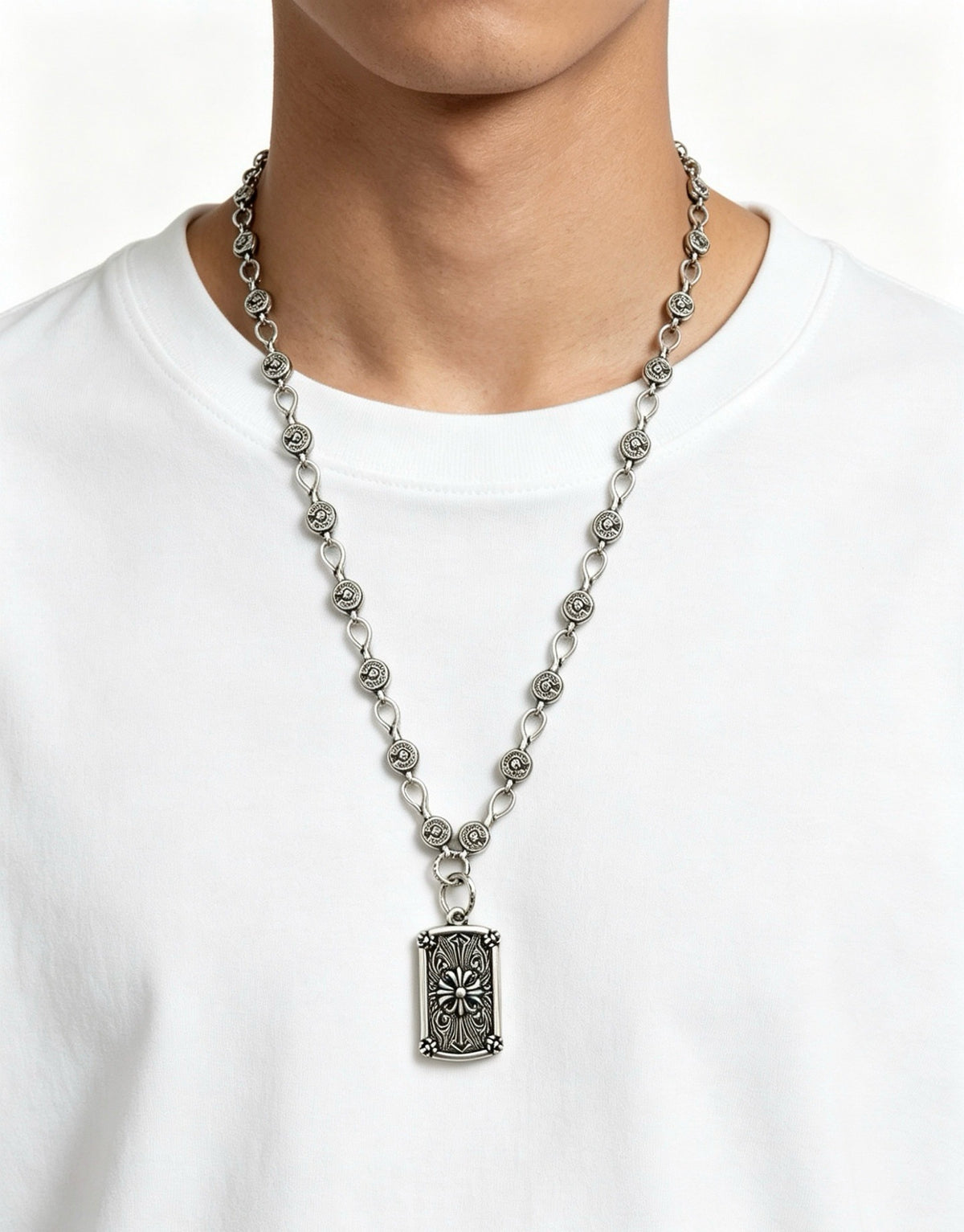 Chrome Hearts Sterling Silver Cross Necklace