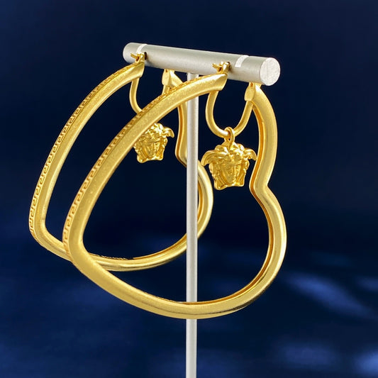 Versace Gold Brass Heart Earrings