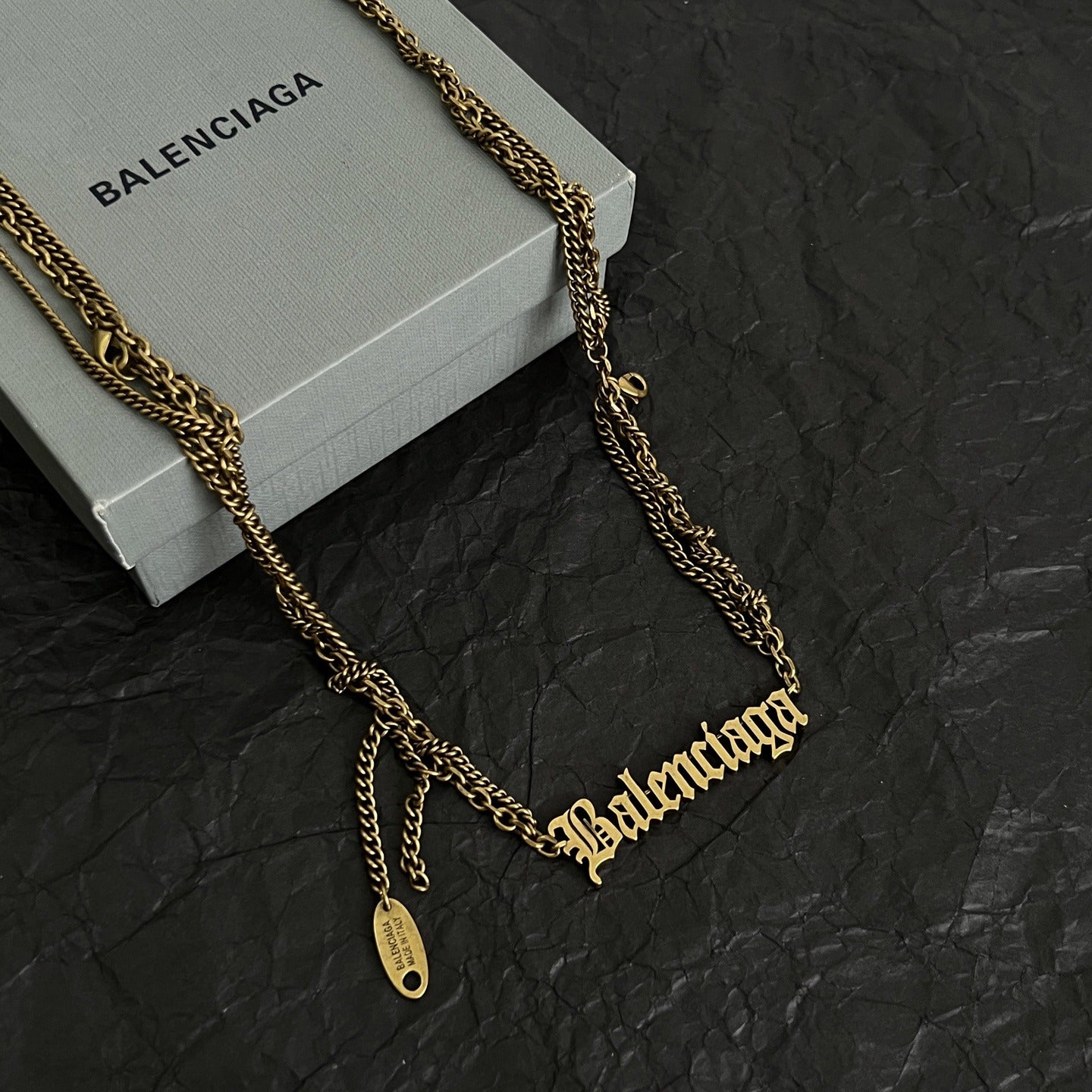 Balenciaga Brass Vintage-Finish Necklace