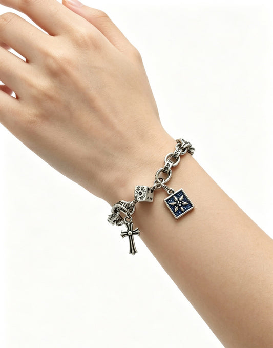 Chrome Hearts Sterling Silver Cross Bracelet