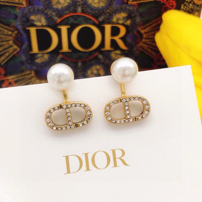 Dior Brass & Sterling Silver Pearl Earrings