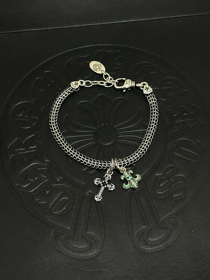 Chrome Hearts Sterling Silver Cross Bracelet