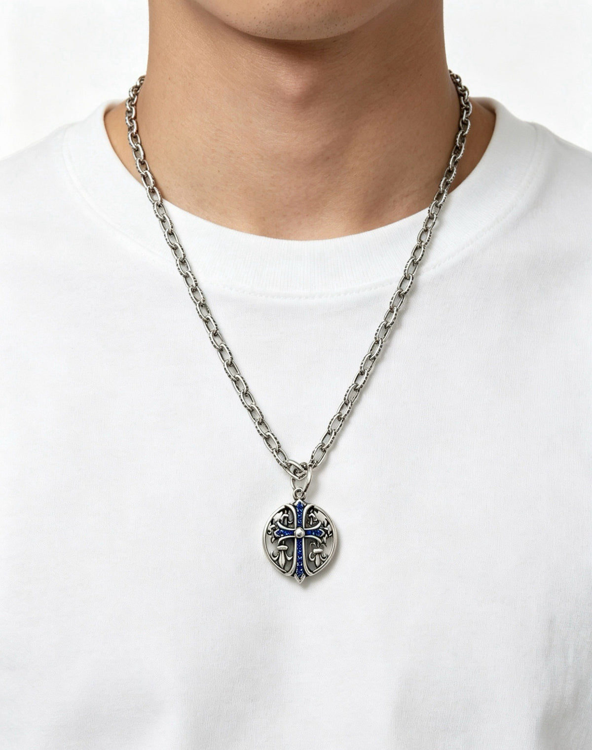 Chrome Hearts Sterling Silver Cross Necklace