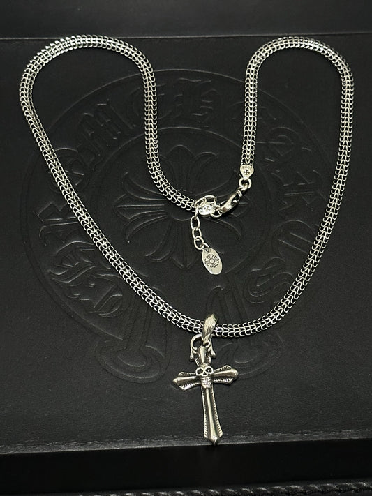 Chrome Hearts Sterling Silver Cross Necklace