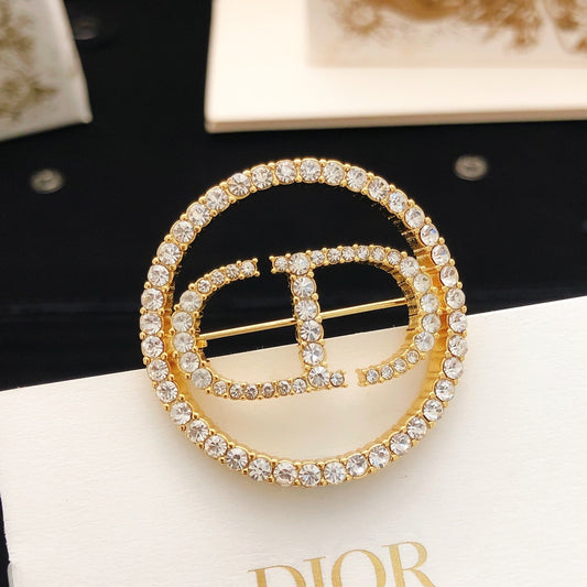 Dior Brass Round Brooch