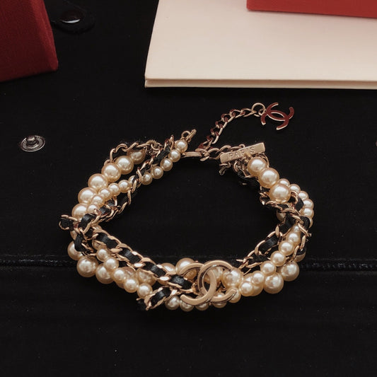 Chanel Leather Pearl Bracelet