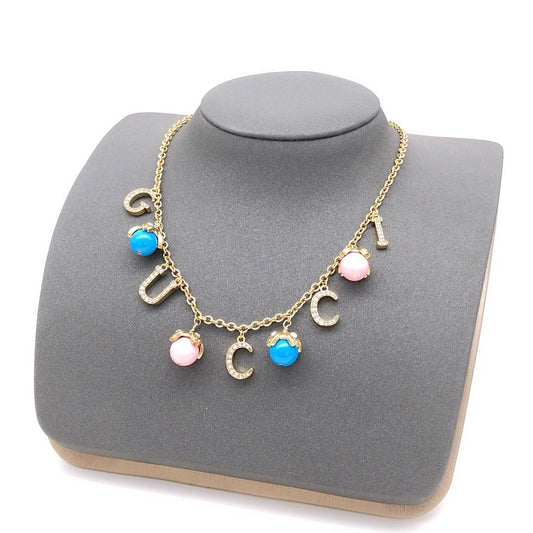 Gucci Pink Brass Floral Necklace