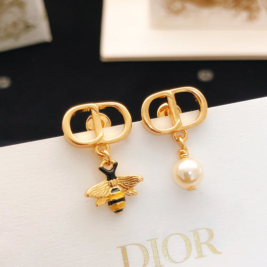 Dior Brass Pearl Earrings