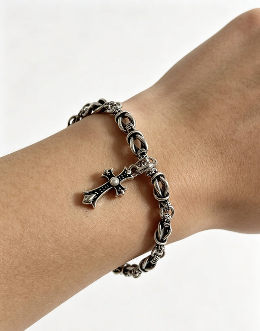 Chrome Hearts Sterling Silver Cross Bracelet