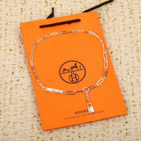 Hermes Sterling Silver Geometric Necklace