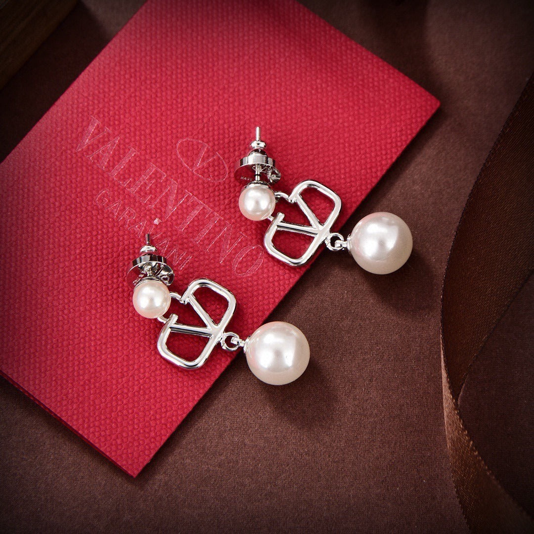 Valentino Gold Pearl Earrings