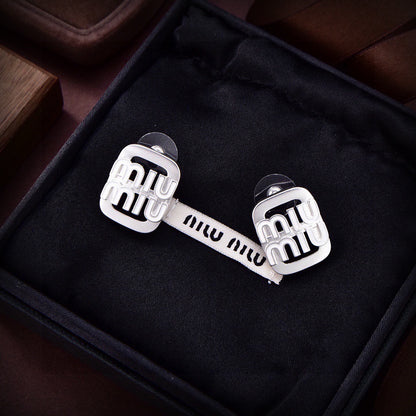 Miu Miu Brass Logo Earrings