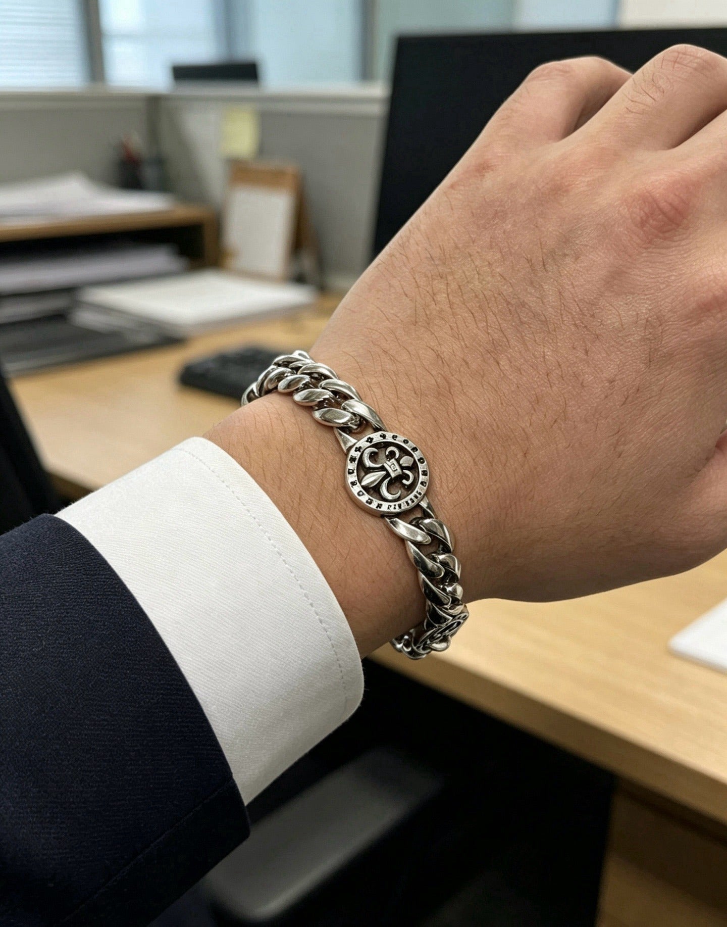 Chrome Hearts Sterling Silver Cross Bracelet