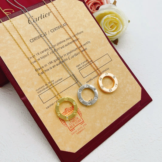 Cartier Silver Brass Round Necklace