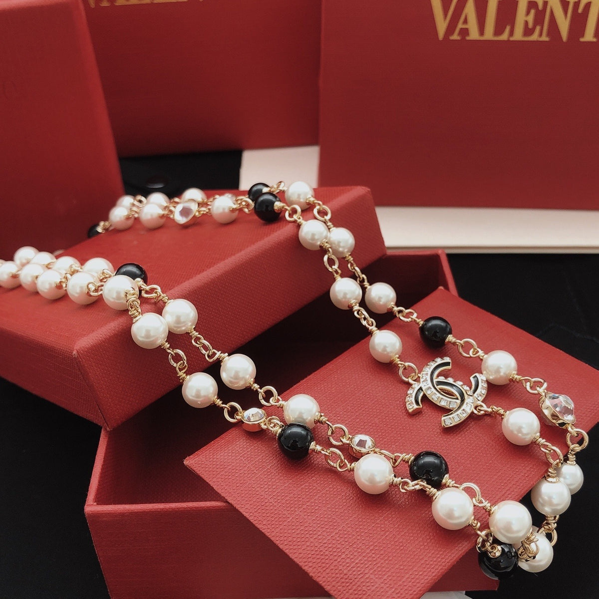 Chanel Brass Pearl Necklace