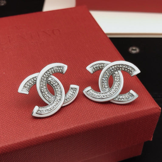Chanel White Brass Earrings