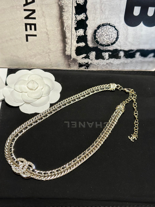 Chanel Black Leather Necklace