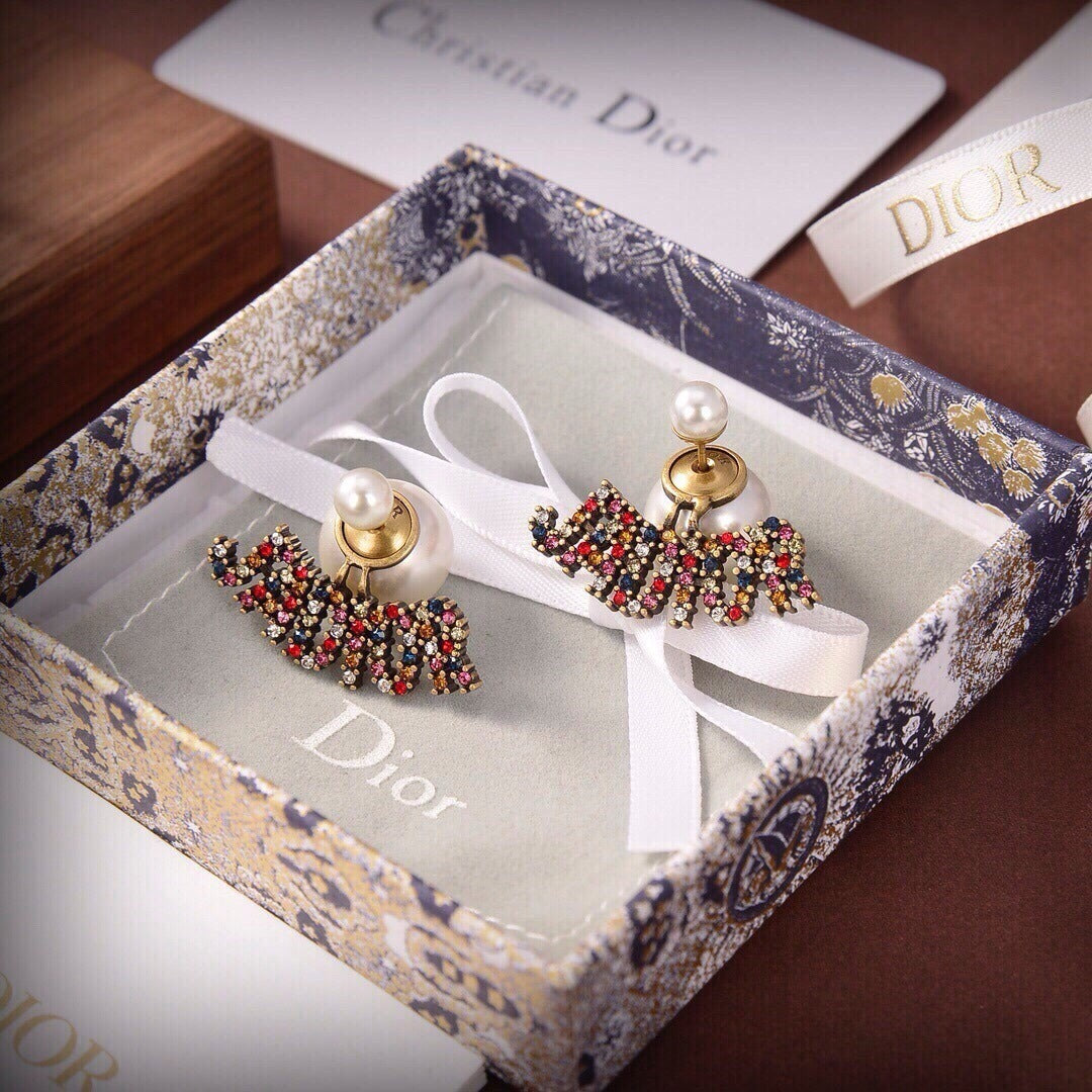 Dior Brass Pearl Earrings