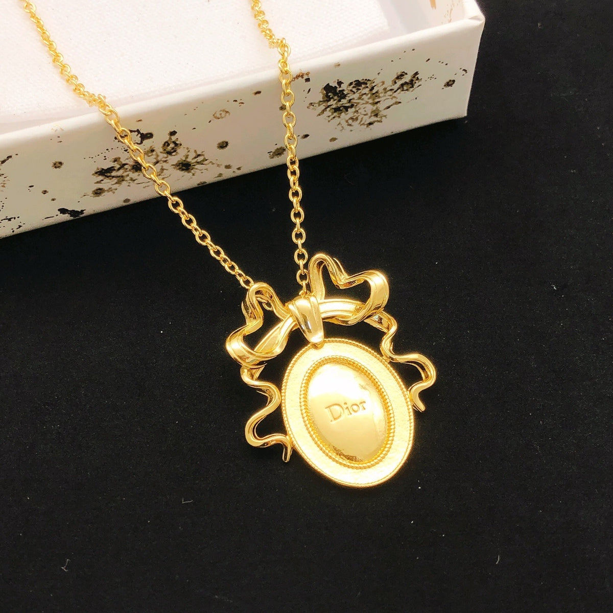 Dior Brass Bow Necklace