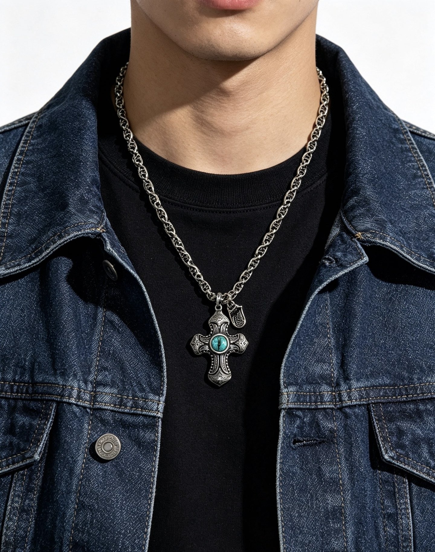 Chrome Hearts Sterling Silver Cross Necklace