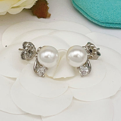 Tiffany & Co. Silver Brass Pearl Earrings