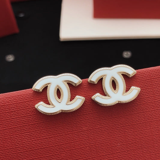 Chanel White Brass Earrings
