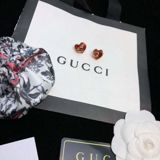 Gucci Red Sterling Silver Double G Earrings