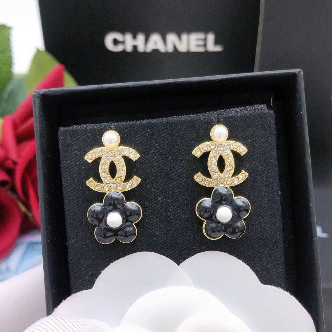 Chanel Brass & Sterling Silver Clover Earrings