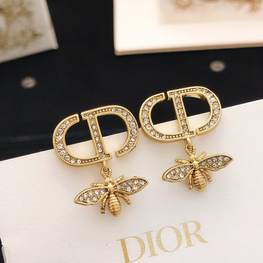 Dior Brass Bee Earrings
