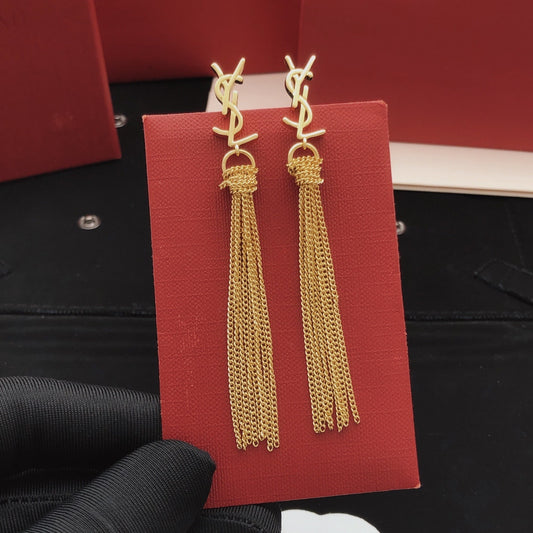 Saint Laurent Brass Tassel Earrings