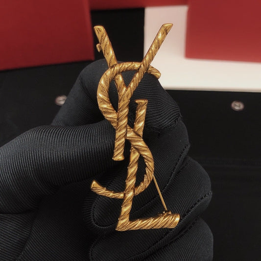 Saint Laurent Yellow Brass Brooch