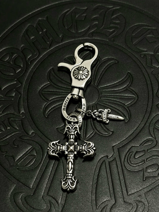 Chrome Hearts Sterling Silver Cross Keychain