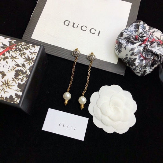 Gucci Sterling Silver Double G Earrings