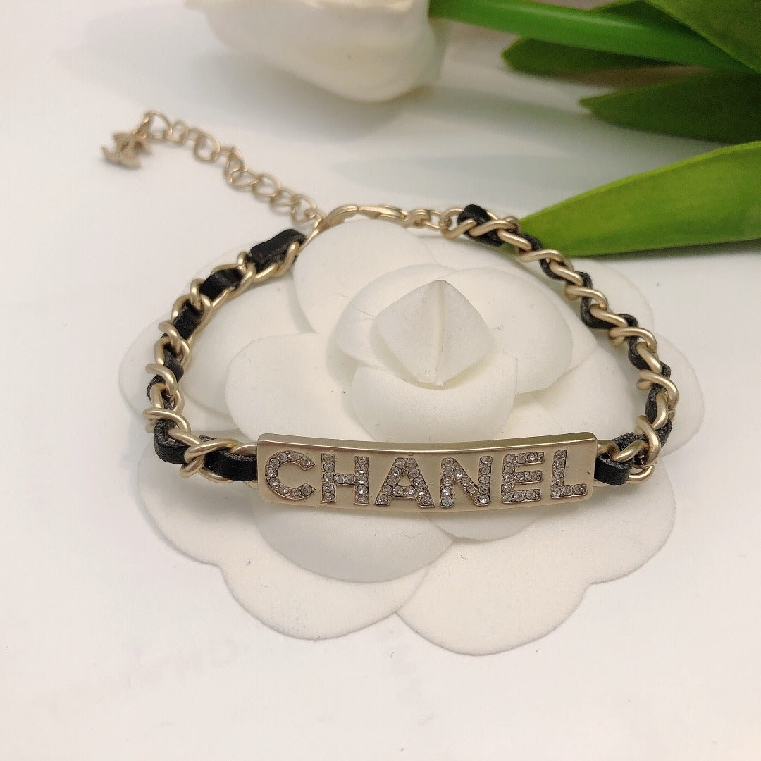 Chanel Leather Logo Bracelet