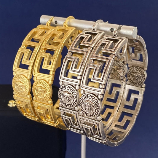 Versace Silver Brass Medusa Earrings