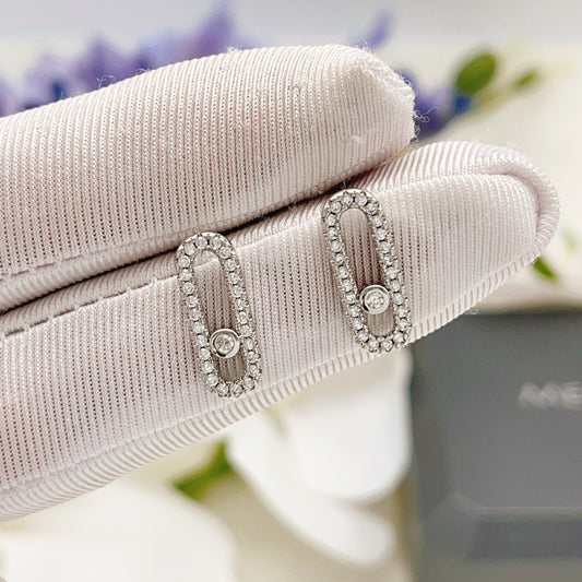 Messika Silver Brass Pave Earrings