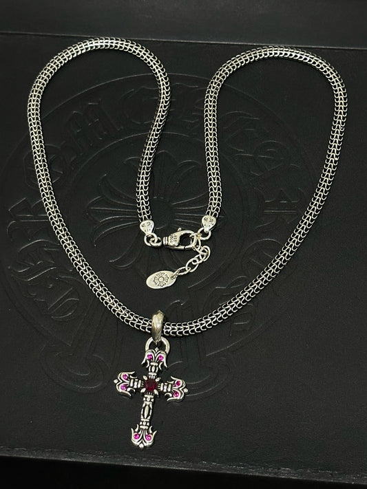 Chrome Hearts Sterling Silver Cross Necklace