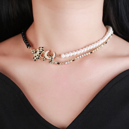 Chanel Brass Pearl Necklace