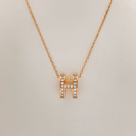 Hermes Brass Pave Necklace