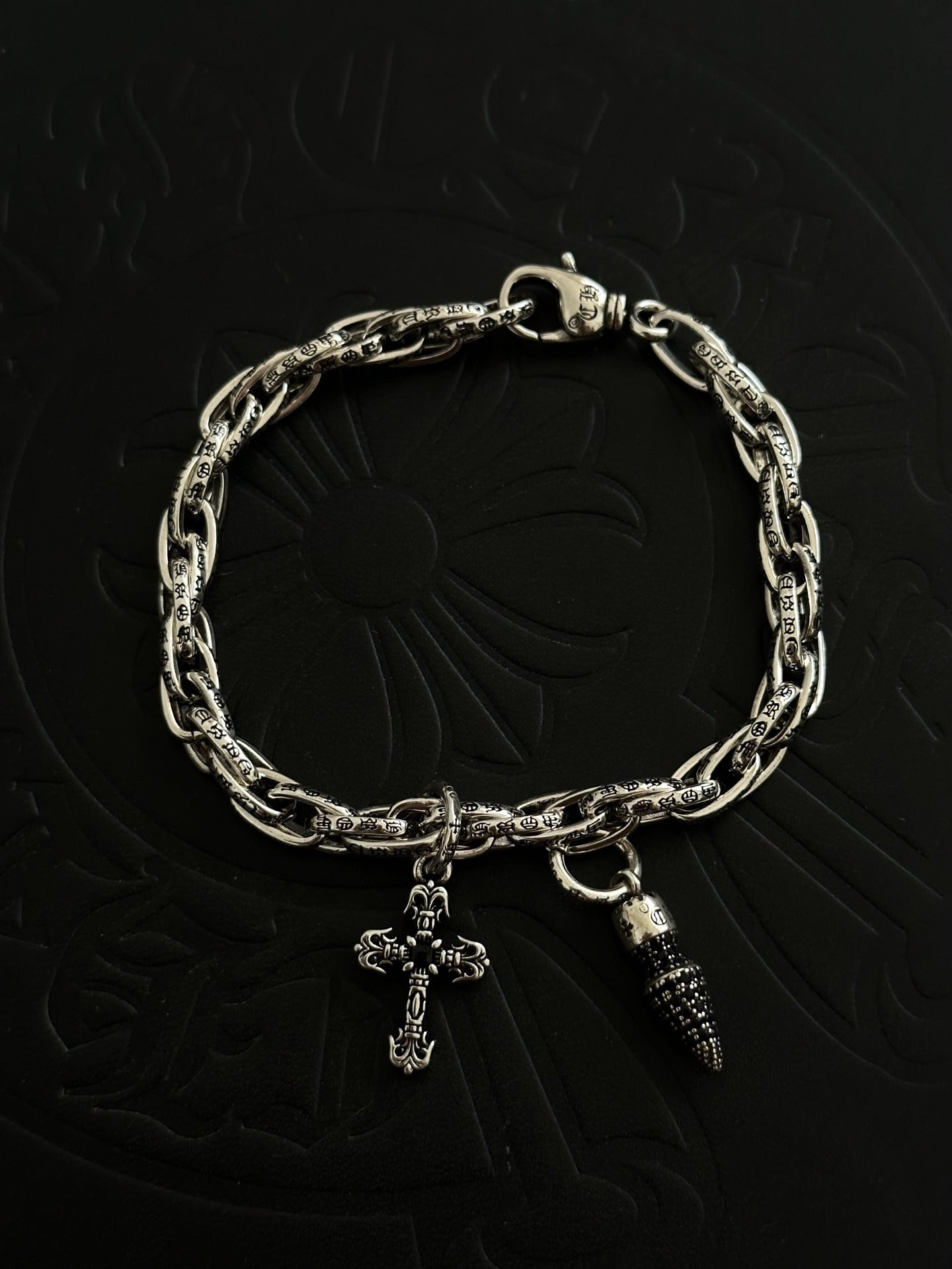 Chrome Hearts Sterling Silver Cross Bracelet