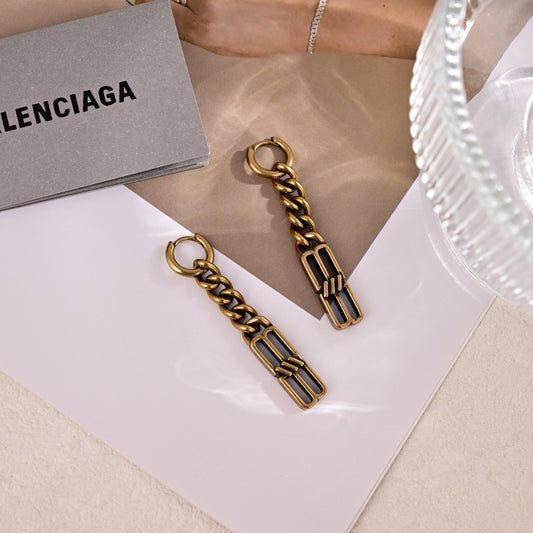 Balenciaga Brass Vintage-Finish Earrings
